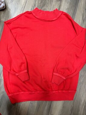 Free People Bright Red Crewneck Sweater